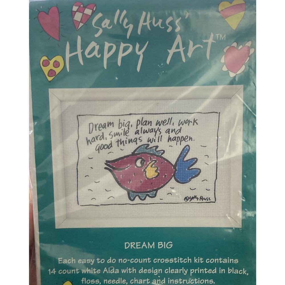 Sally Huss' Happy Art DREAM BIG - No-Count Cross Stitch Kit~~NIP